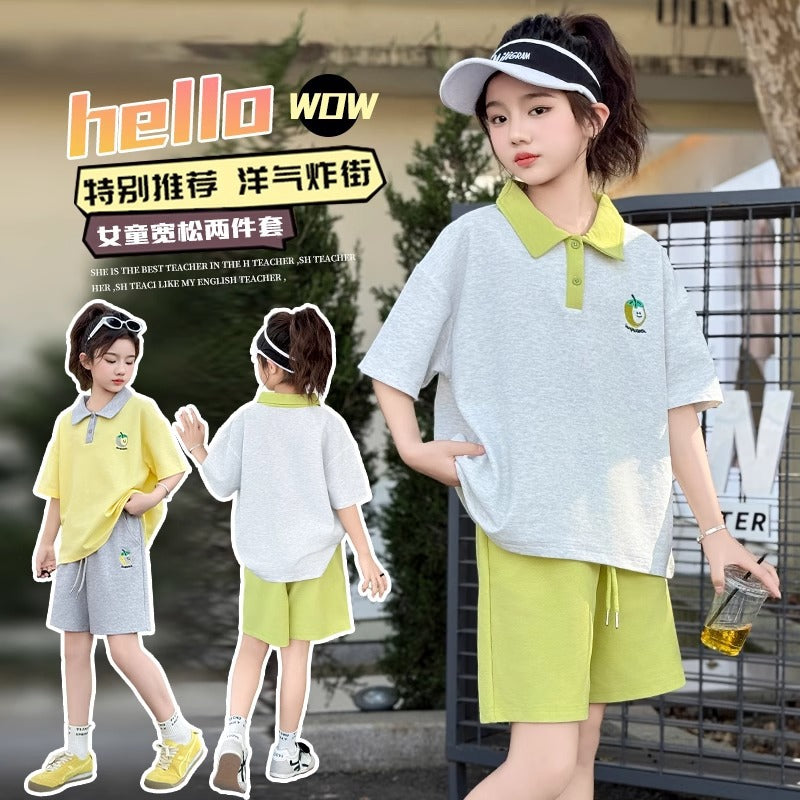 Girls Cartoon Apple Smiley Shorts Summer Set – Baby & Children's Outfits – Image 3