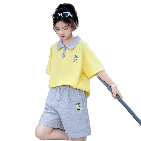 Girls Cartoon Apple Smiley Shorts Summer Set – Baby & Children's Outfits – Image 5