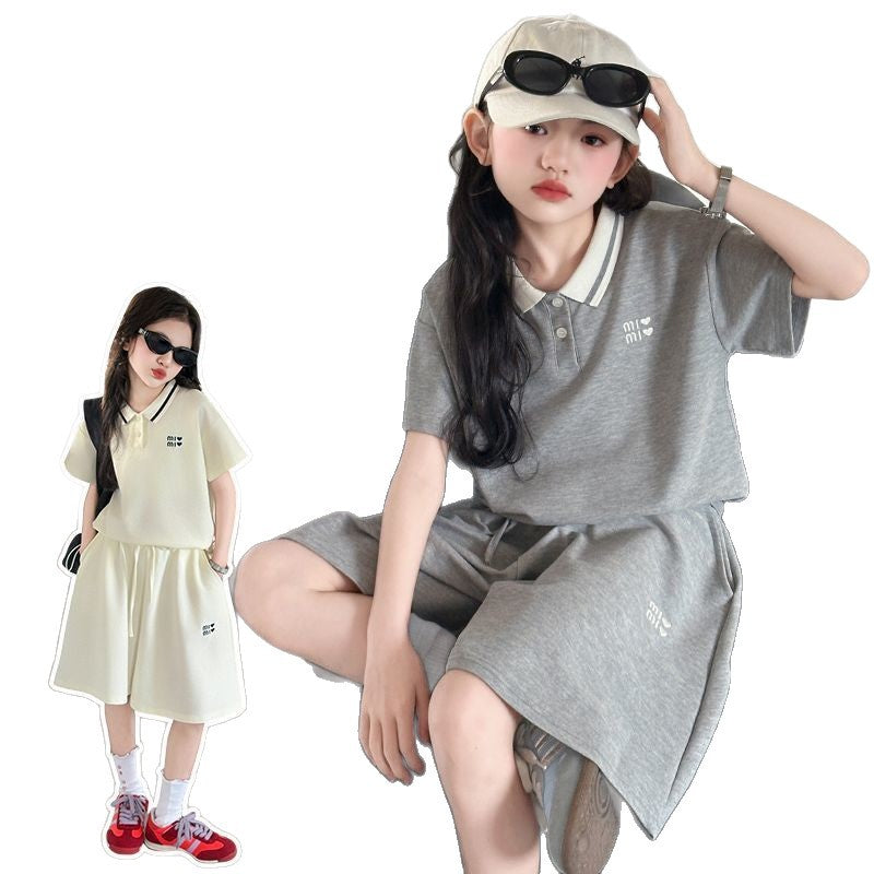 Girls Korean Lapel Shorts Two-Piece Summer Set – Baby & Children's Outfits – Image 6