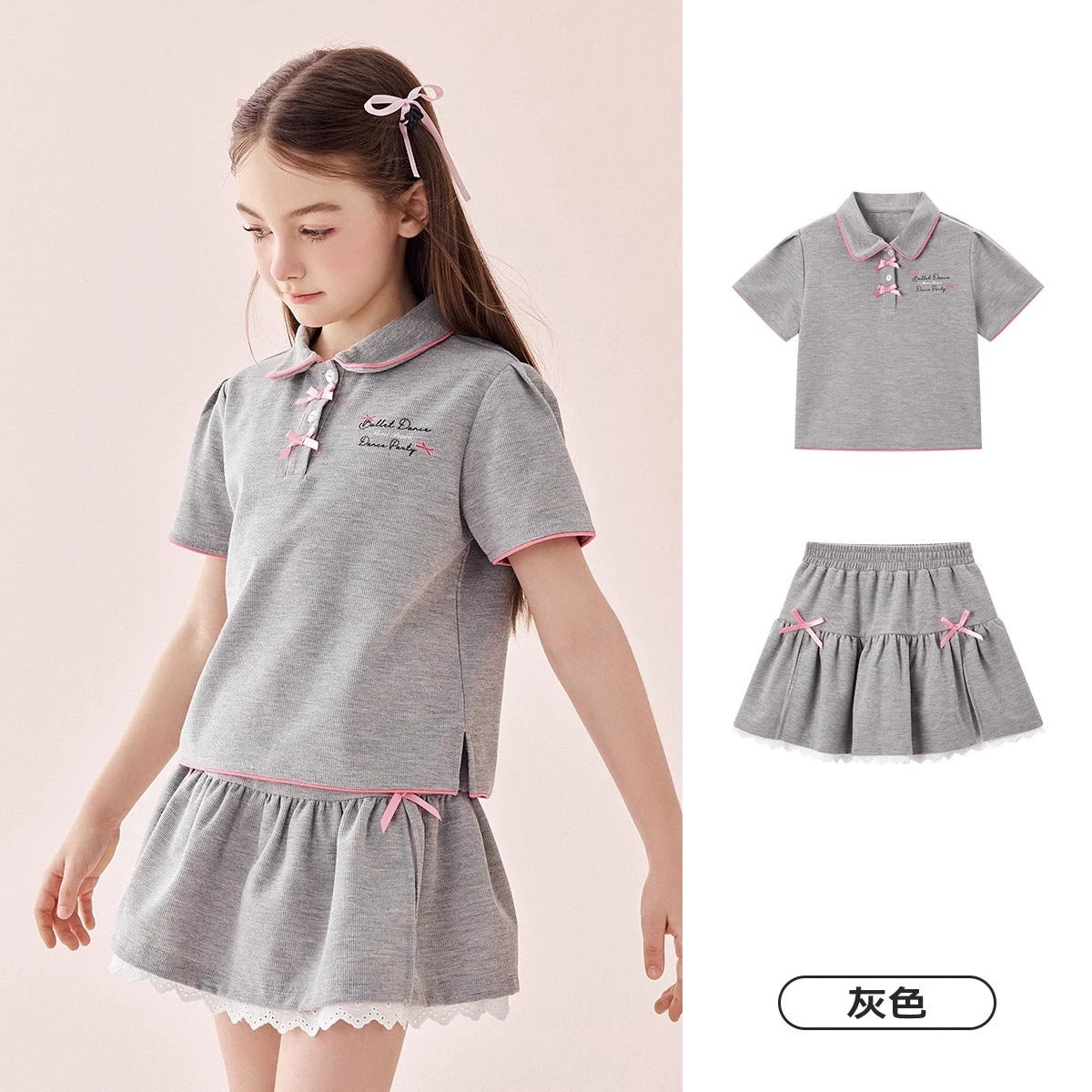 Girls Bow Skirt Two-Piece Summer Set – Baby & Children's Outfits – Image 1