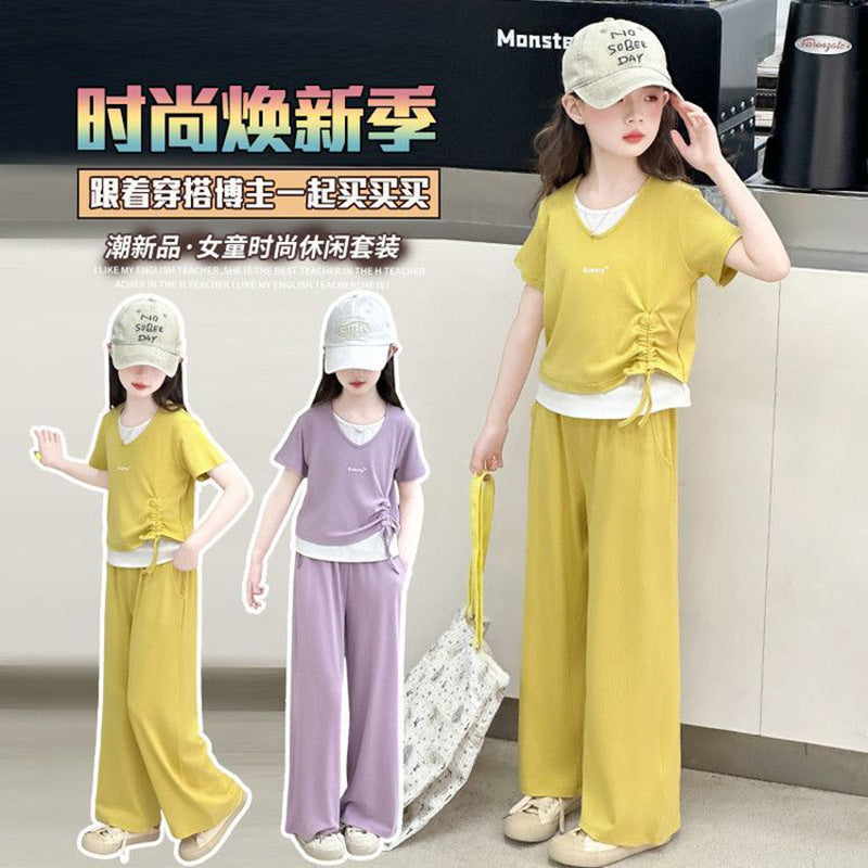 Girls Sports Two-Piece Wide-Leg Summer Set – Baby & Children's Outfits – Image 2