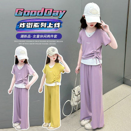 Girls Sports Two-Piece Wide-Leg Summer Set – Baby & Children's Outfits – Image 3