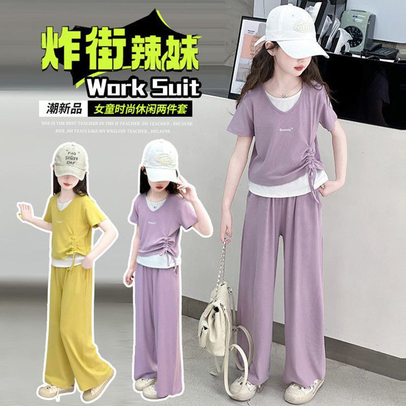 Girls Sports Two-Piece Wide-Leg Summer Set – Baby & Children's Outfits – Image 4