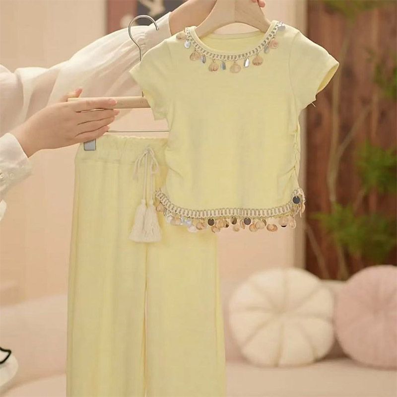 Girls Lace Elegant Wide-Leg Summer Two-Piece Set – Baby & Children's Outfits – Image 2