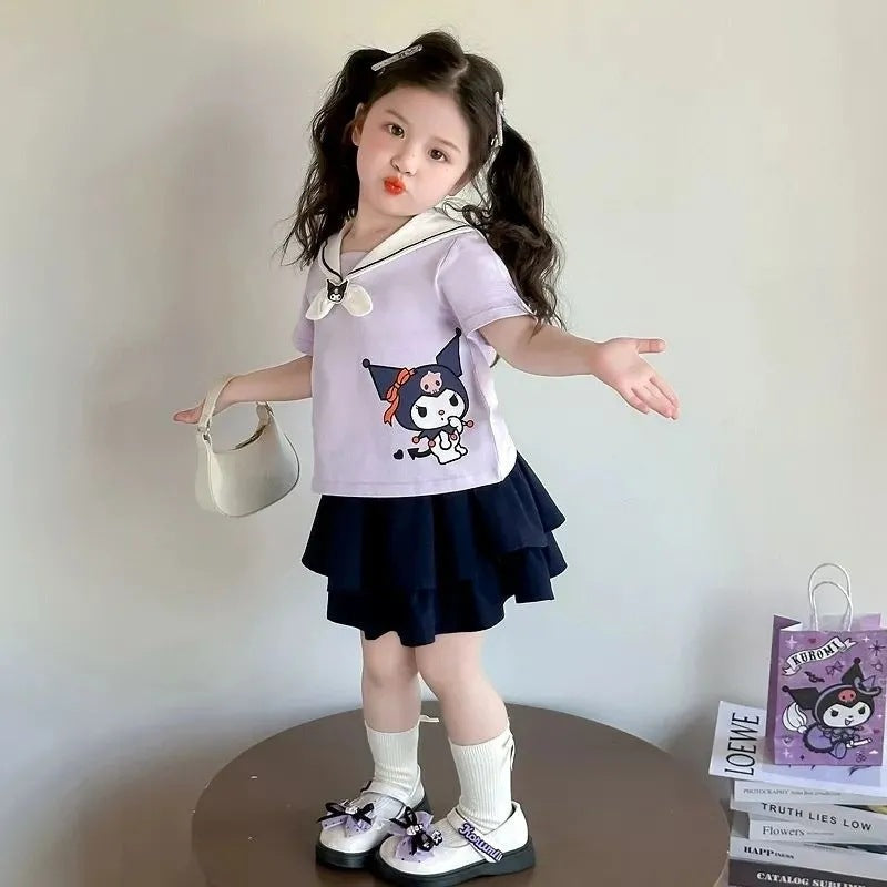 Girls Cartoon Pleated Skirt Two-Piece Summer Set – Baby & Children's Outfits – Image 2