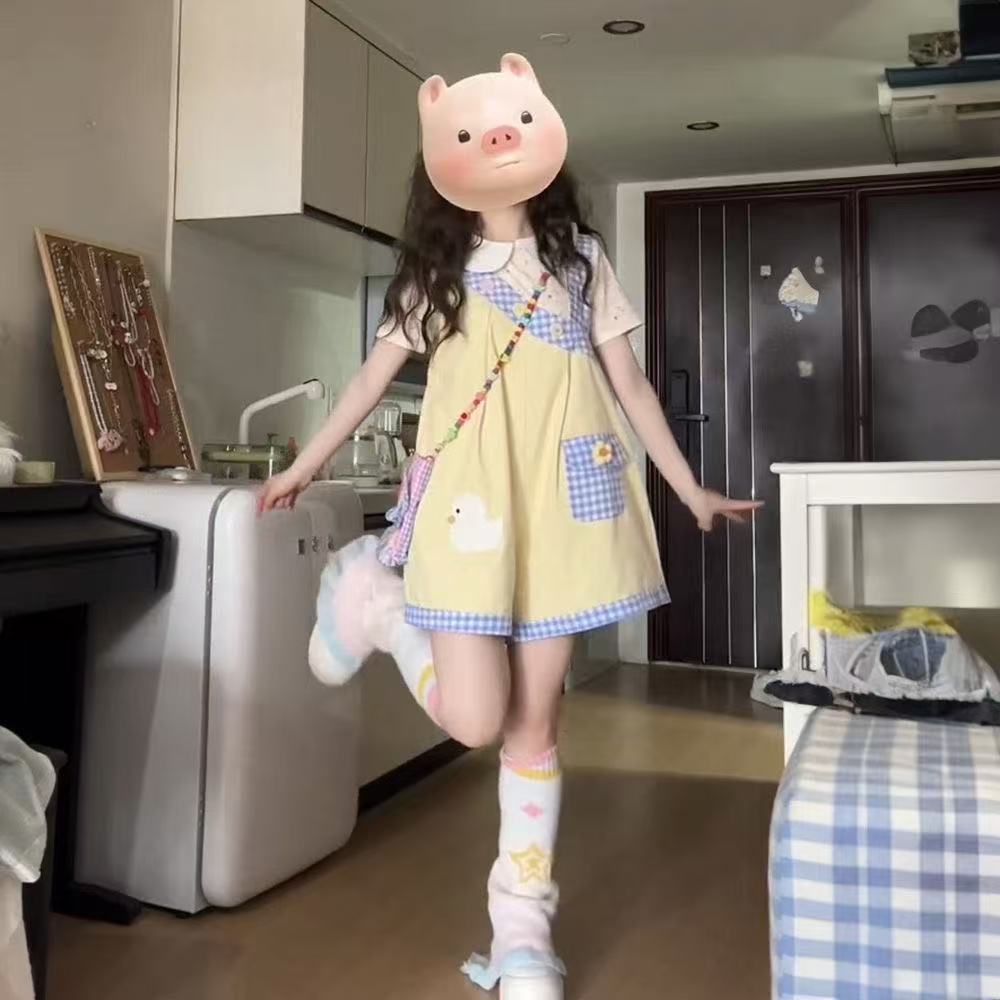 Girls Doll Collar Plaid Shorts Summer Set – Baby & Children's Outfits – Image 3