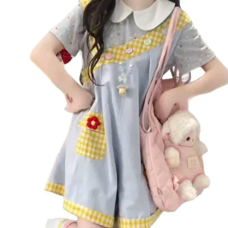 Girls Doll Collar Plaid Shorts Summer Set – Baby & Children's Outfits – Image 5