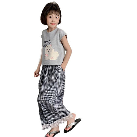 Girls Korean Plaid Wide-Leg Summer Set – Baby & Children's Outfits – Image 5