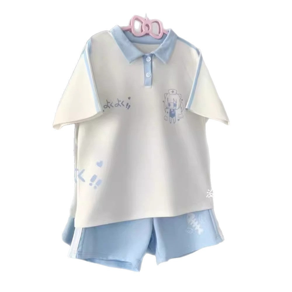 Girls Color-Block Cartoon Shorts Summer Set – Baby & Children's Outfits – Image 5