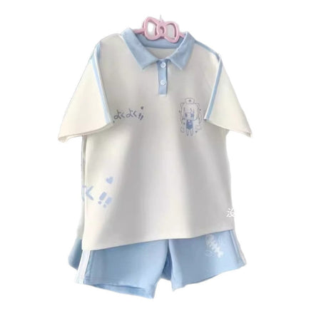 Girls Color-Block Cartoon Shorts Summer Set – Baby & Children's Outfits – Image 5
