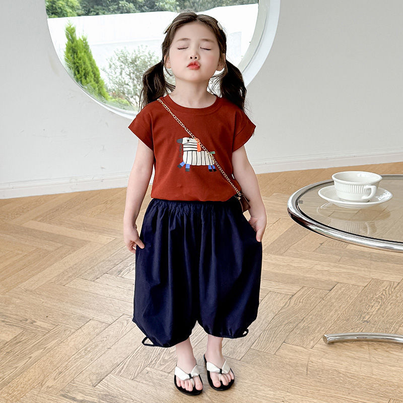 Girls Cartoon Dog Striped Pants Summer Set – Baby & Children's Outfits – Image 4