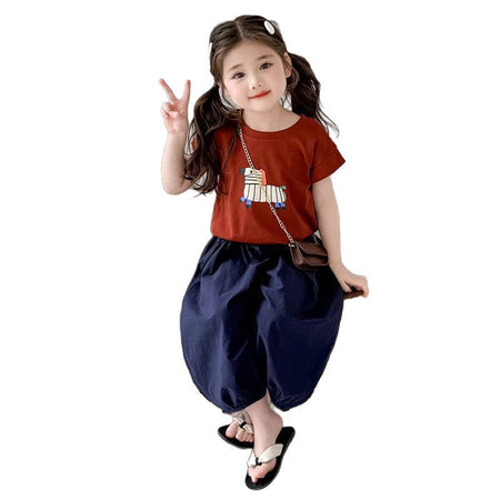 Girls Cartoon Dog Striped Pants Summer Set – Baby & Children's Outfits – Image 5