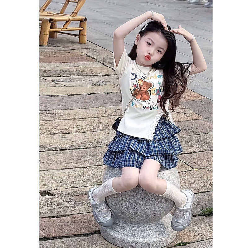 Girls Korean Lace Cake Skirt Summer Set – Baby & Children's Outfits – Image 3