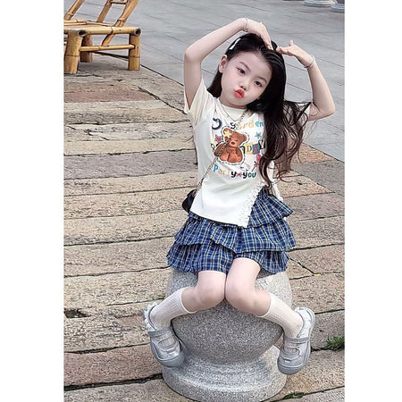 Girls Korean Lace Cake Skirt Summer Set – Baby & Children's Outfits – Image 3