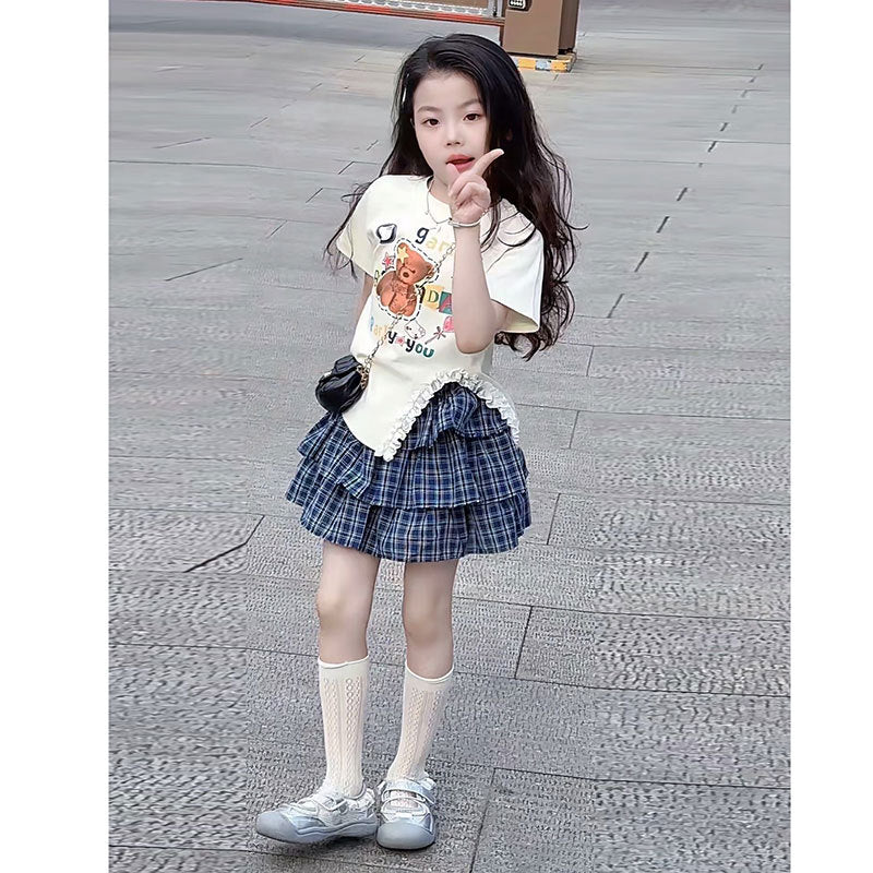 Girls Korean Lace Cake Skirt Summer Set – Baby & Children's Outfits – Image 4