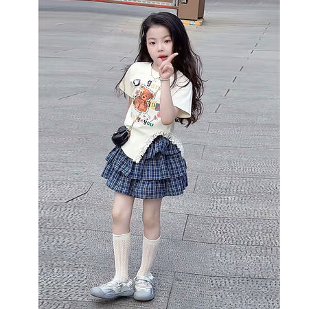 Girls Korean Lace Cake Skirt Summer Set – Baby & Children's Outfits – Image 4