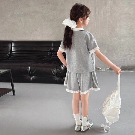 Girls Korean Polo Shorts Summer Two-Piece Set – Baby & Children's Outfits – Image 4