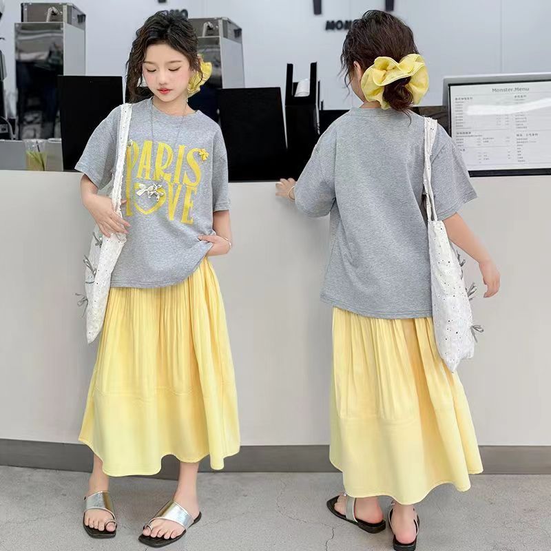 Girls Korean Printed Skirt Summer Two-Piece Set – Baby & Children's Outfits – Image 1