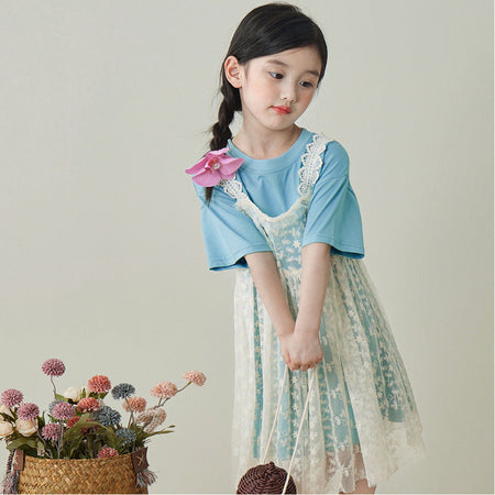 Girls Lace Princess Two-Piece Summer Dress Set – Baby & Children's Outfits – Image 3