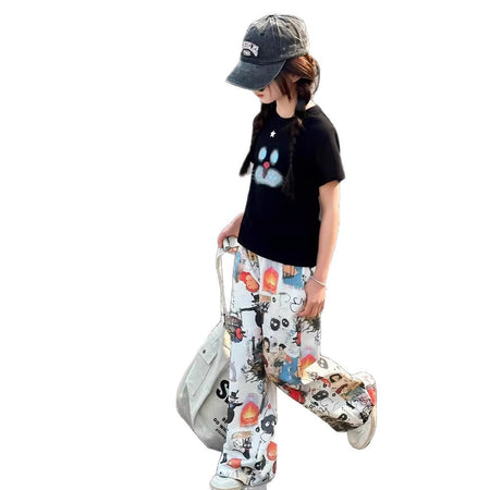 Girls Graffiti Wide-Leg Pants Summer Set – Baby & Children's Outfits – Image 5