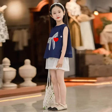 Girls Korean Bow Vest Shorts Summer Set – Baby & Children's Outfits – Image 3