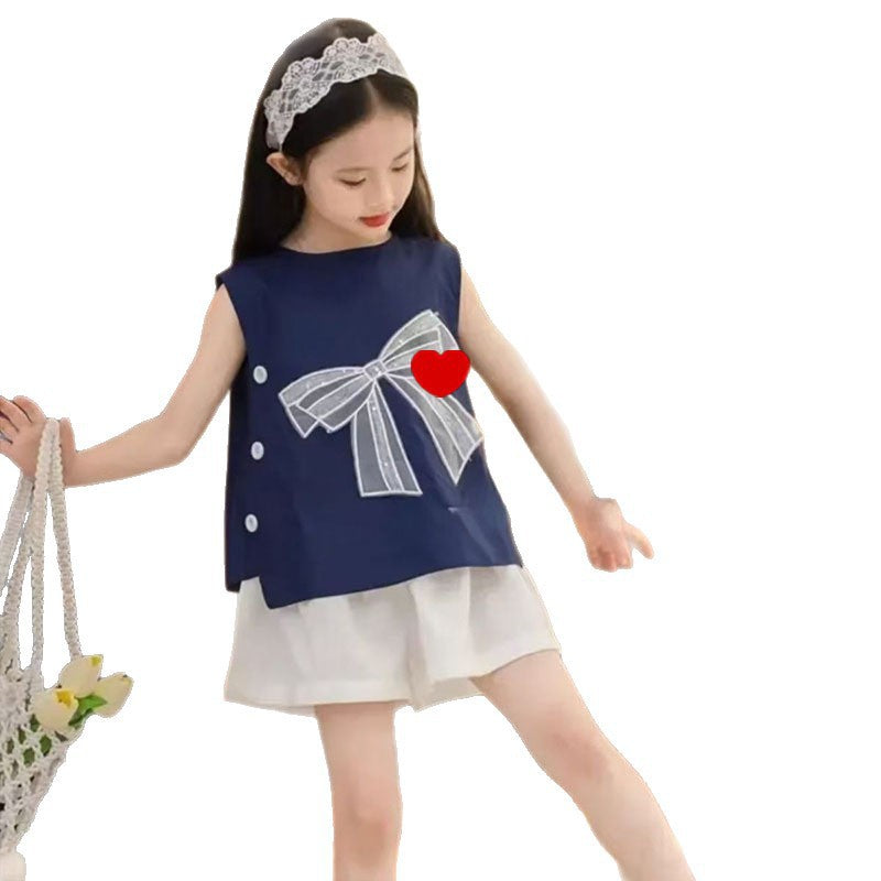 Girls Korean Bow Vest Shorts Summer Set – Baby & Children's Outfits – Image 5