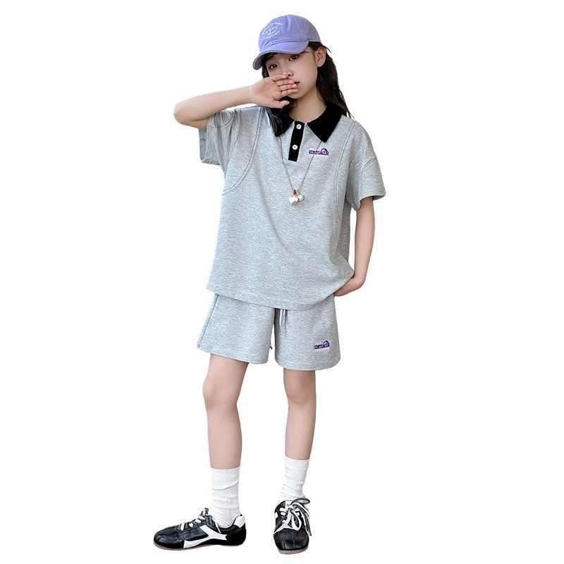Girls Korean Lapel Shorts Summer Two-Piece Set – Baby & Children's Outfits – Image 5