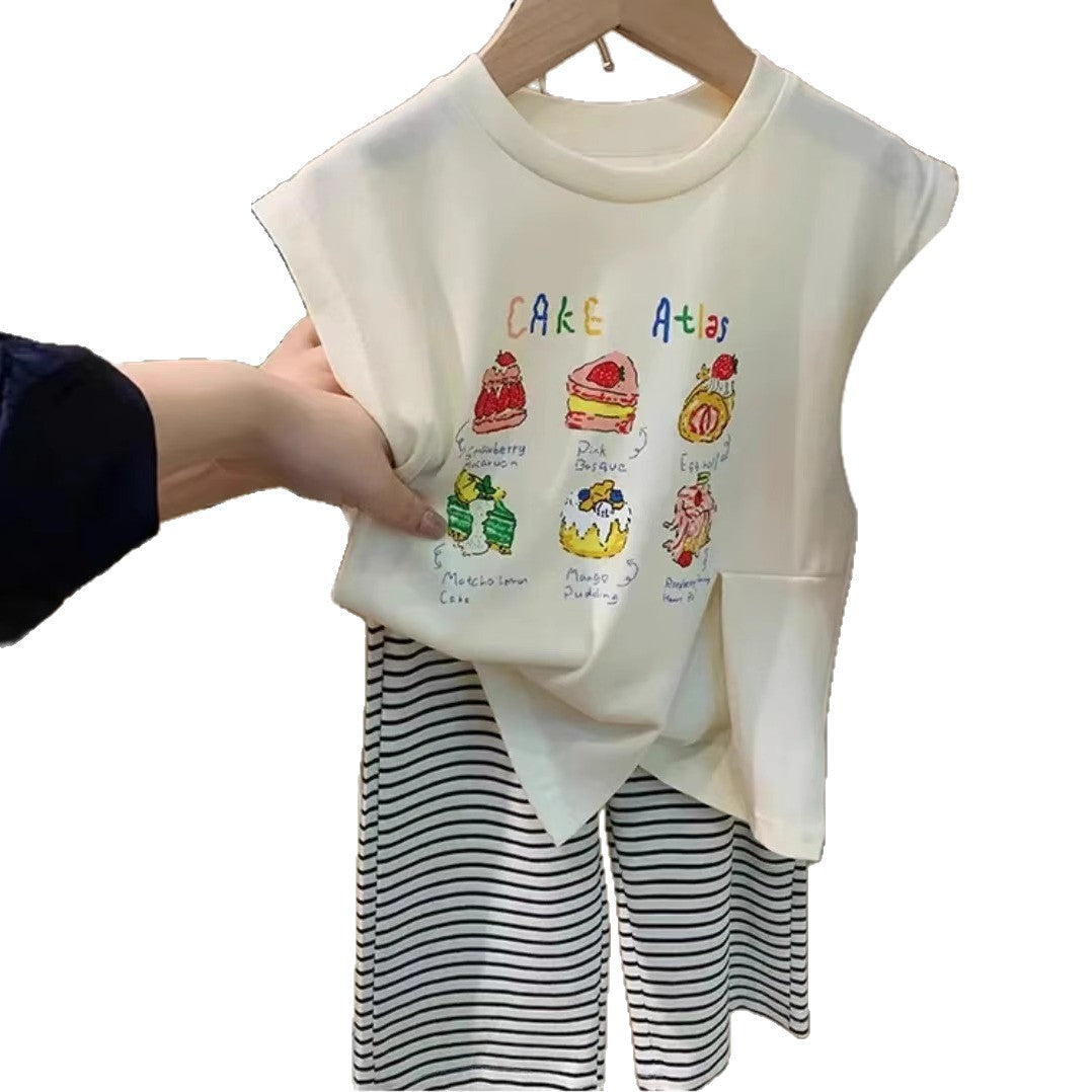 Girls Cartoon Striped Pants Summer Set – Baby & Children's Outfits – Image 5