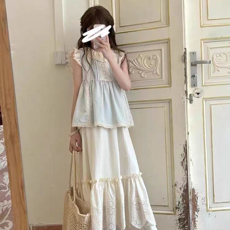 Girls Korean Flutter Sleeve Skirt Summer Set – Baby & Children's Outfits – Image 1