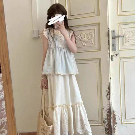 Girls Korean Flutter Sleeve Skirt Summer Set – Baby & Children's Outfits – Image 1