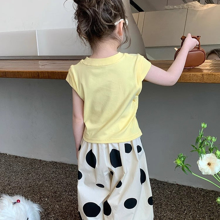 Girls Korean Letter Pants Summer Two-Piece Set – Baby & Children's Outfits – Image 3