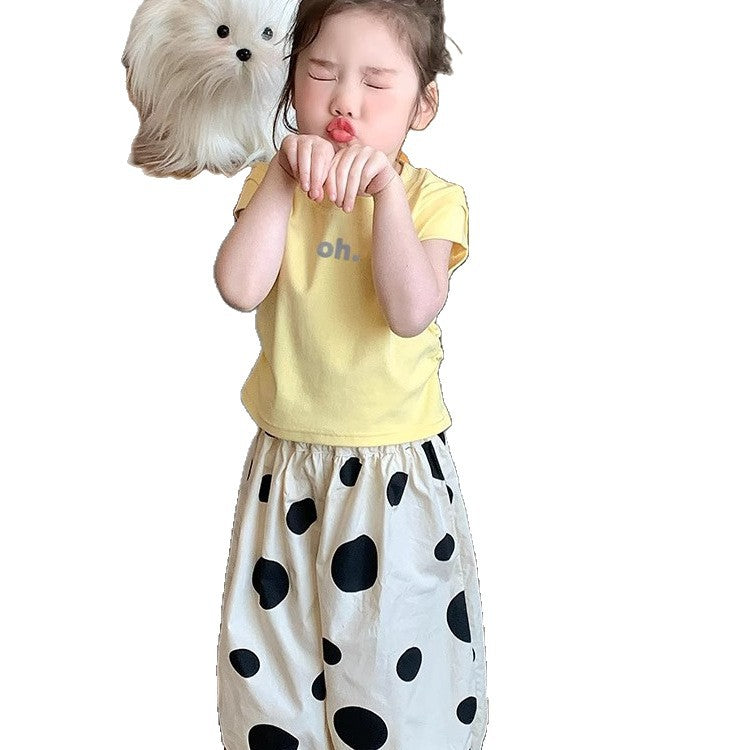 Girls Korean Letter Pants Summer Two-Piece Set – Baby & Children's Outfits – Image 5