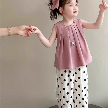 Girls Bow Top Polka Dot Pants Summer Set – Baby & Children's Outfits – Image 3