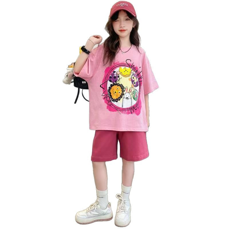 Girls Cartoon Shorts Summer Two-Piece Set – Baby & Children's Outfits – Image 5