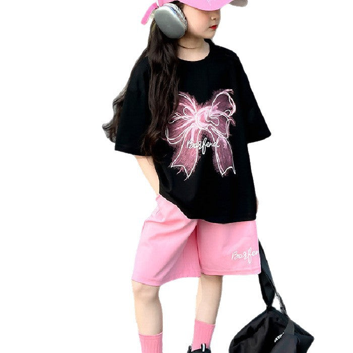 Girls Bow Shorts Summer Two-Piece Set – Baby & Children's Outfits – Image 5