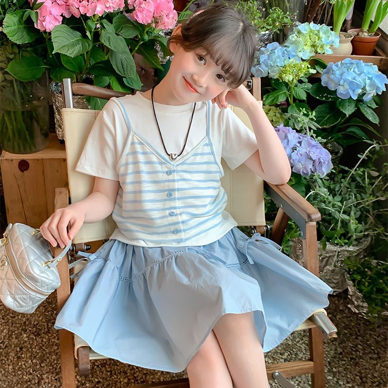 Girls Striped Skirt Summer Two-Piece Set – Baby & Children's Outfits – Image 2