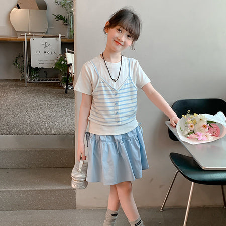 Girls Striped Skirt Summer Two-Piece Set – Baby & Children's Outfits – Image 4