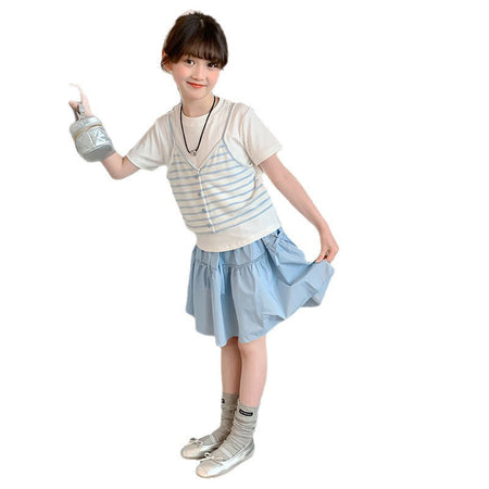 Girls Striped Skirt Summer Two-Piece Set – Baby & Children's Outfits – Image 5