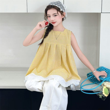 Girls Plaid Vest Wide-Leg Summer Set – Baby & Children's Outfits – Image 4