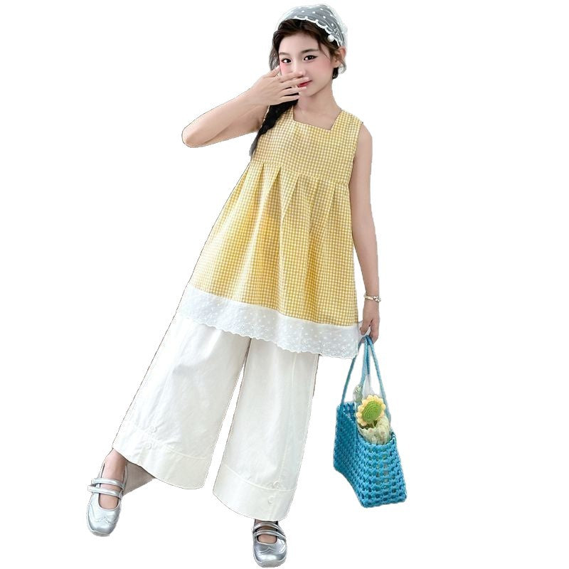 Girls Plaid Vest Wide-Leg Summer Set – Baby & Children's Outfits – Image 5