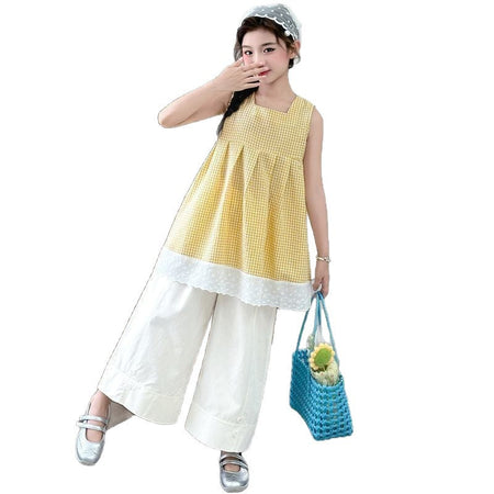 Girls Plaid Vest Wide-Leg Summer Set – Baby & Children's Outfits – Image 5