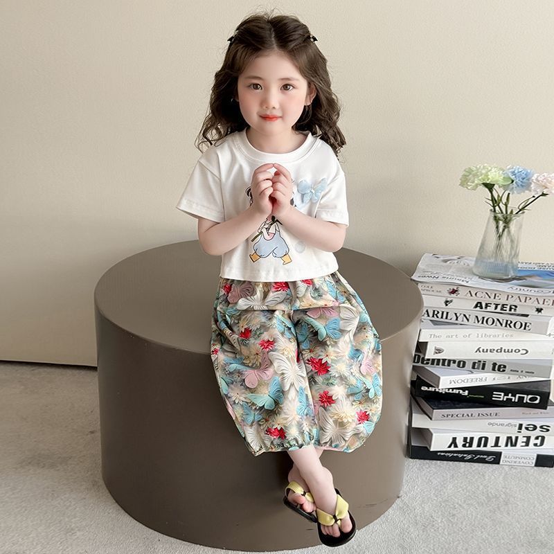 Girls Cartoon Jogger Pants Summer Set – Baby & Children's Outfits – Image 3