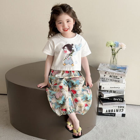 Girls Cartoon Jogger Pants Summer Set – Baby & Children's Outfits – Image 4