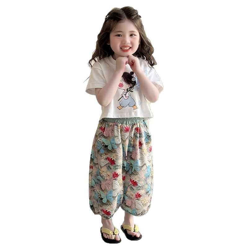 Girls Cartoon Jogger Pants Summer Set – Baby & Children's Outfits – Image 5