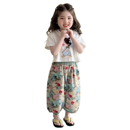 Girls Cartoon Jogger Pants Summer Set – Baby & Children's Outfits – Image 5