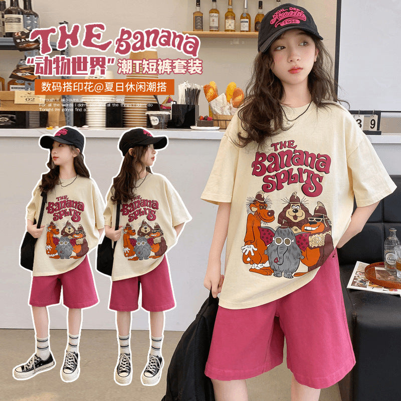 Girls Cartoon Sports Shorts Summer Set – Baby & Children's Outfits – Image 2