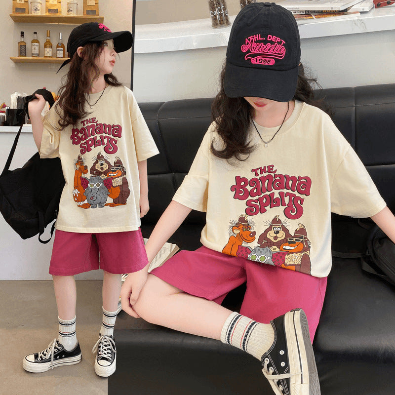 Girls Cartoon Sports Shorts Summer Set – Baby & Children's Outfits – Image 3