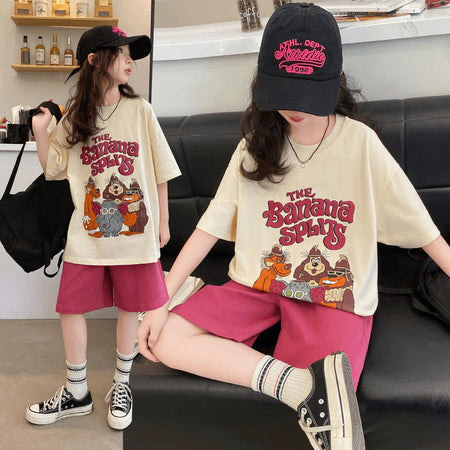 Girls Cartoon Sports Shorts Summer Set – Baby & Children's Outfits – Image 3