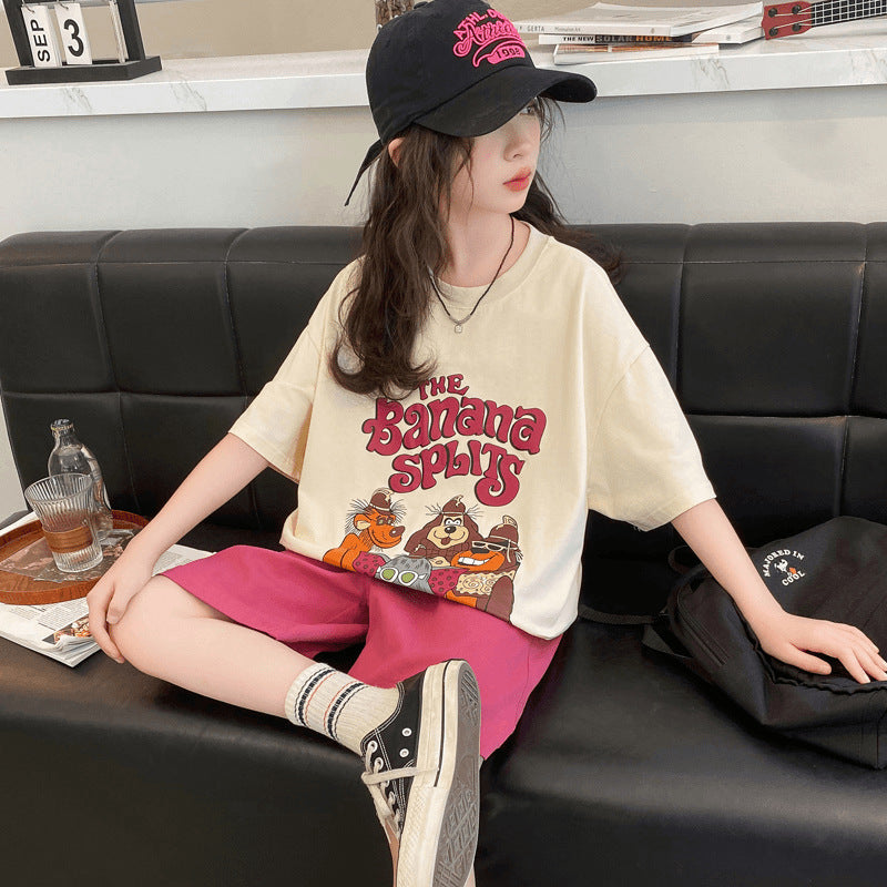 Girls Cartoon Sports Shorts Summer Set – Baby & Children's Outfits – Image 4