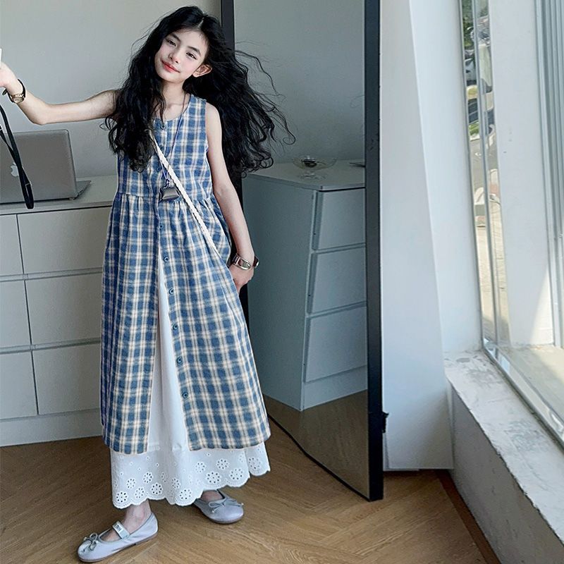 Girls Plaid Blouse Skirt Summer Two-Piece Set – Baby & Children's Outfits – Image 2